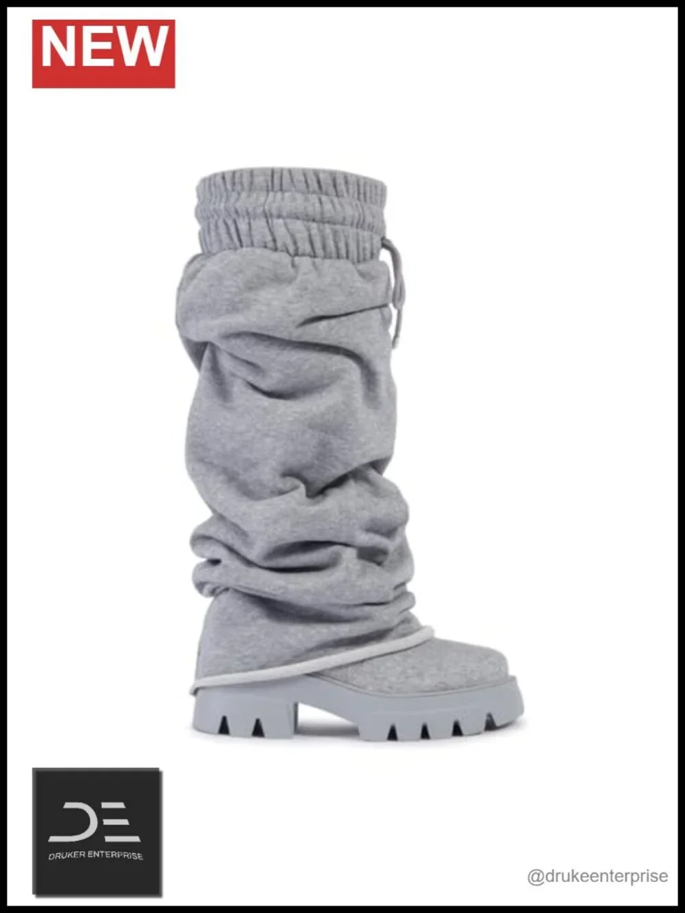 Women's Slouchy Fold Over Chunky Platform Boots Knee High Pull On